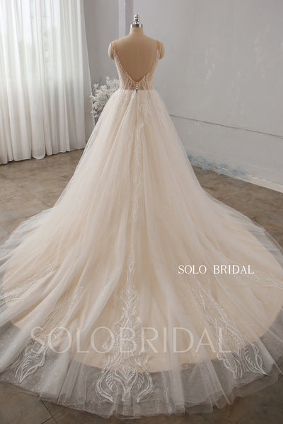 Champagne Light Tulle Cathedral Wedding Dress 724A0000