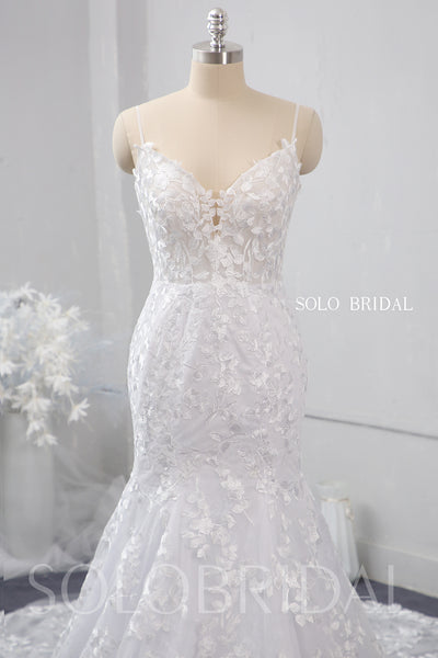 White Fit and Flare leaf lace wedding dress 724A1505