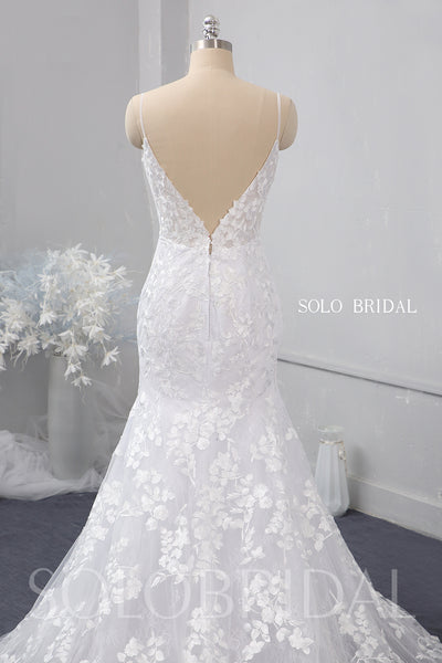 White Fit and Flare leaf lace wedding dress 724A1505