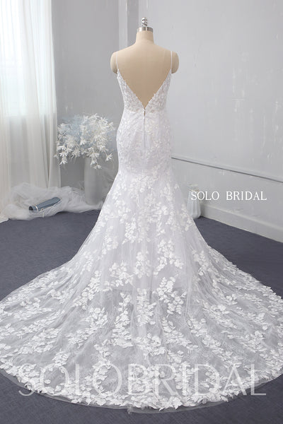 White Fit and Flare leaf lace wedding dress 724A1505