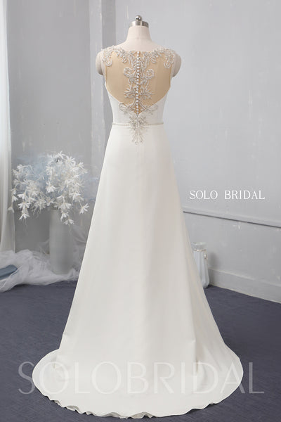 Ivory small A line crepe wedding dress 724A1526