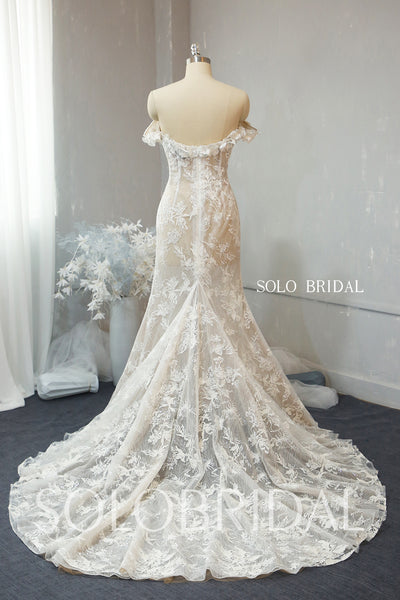 Skin color lace off shoulder wedding dress 724A2265