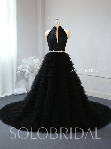 A line ruffle black wedding dress - 724A2339