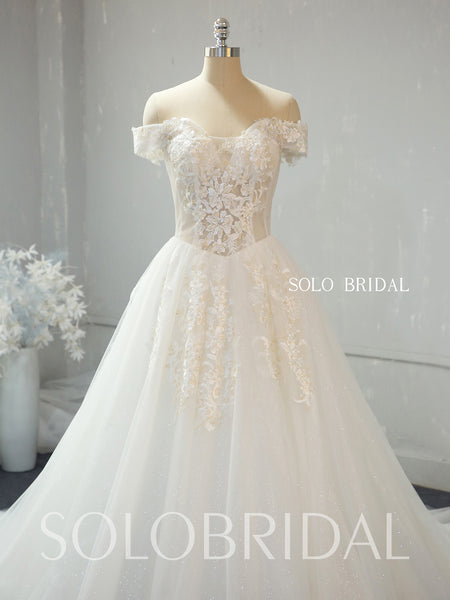 A line ivory shiny wedding dress 724A2372