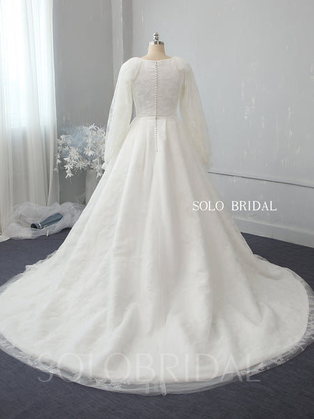 Ivory leaf lace loose sleeve wedding dress 724A2376