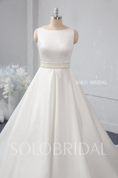 Ivory A line bridal satin wedding dress 724A2435