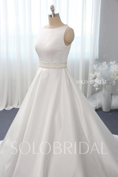 Ivory A line bridal satin wedding dress 724A2435