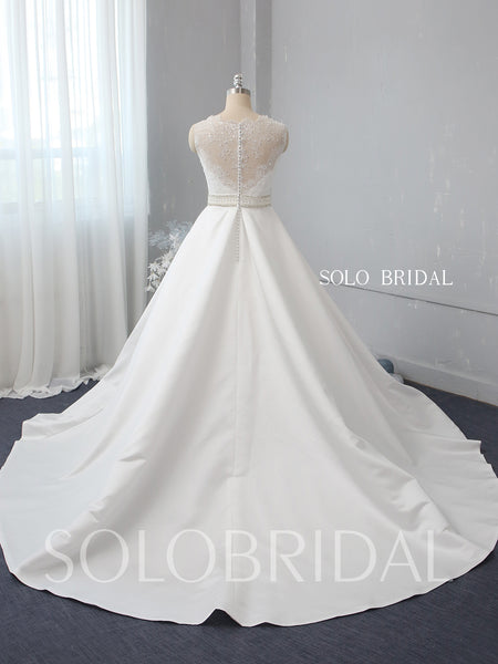 Ivory A line bridal satin wedding dress 724A2435