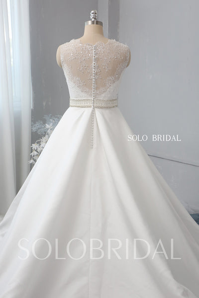 Ivory A line bridal satin wedding dress 724A2435