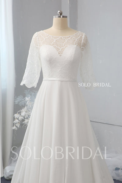 Ivory A line chiffon wedding dress 724A2481