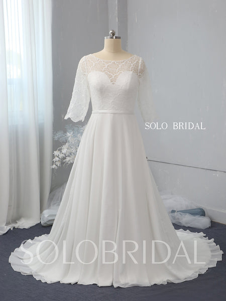 Ivory A line chiffon wedding dress 724A2481