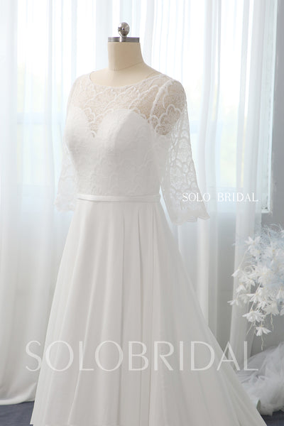 Ivory A line chiffon wedding dress 724A2481