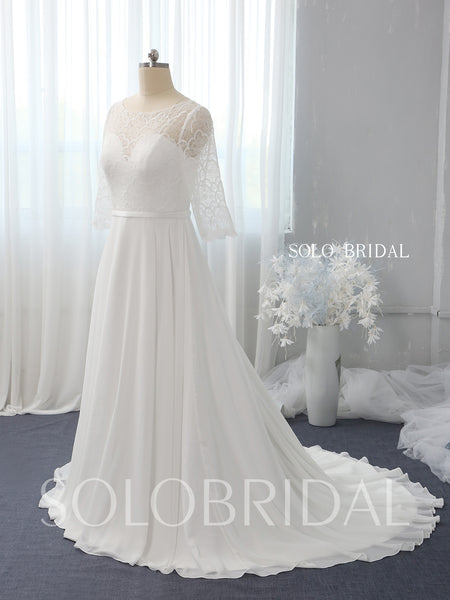 Ivory A line chiffon wedding dress 724A2481