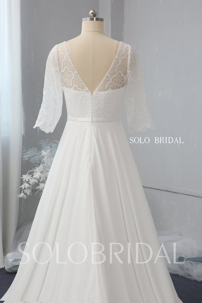 Ivory A line chiffon wedding dress 724A2481