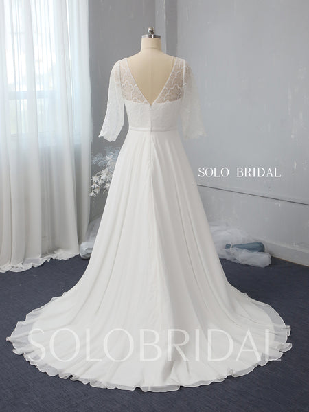 Ivory A line chiffon wedding dress 724A2481