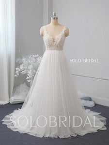 Ivory A line tulle wedding dress 724A2507