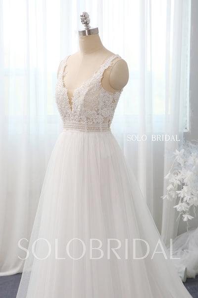 Ivory A line tulle wedding dress 724A2507