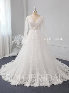 Ivory A line lace wedding dress 724A2536