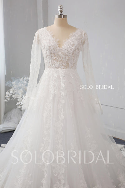 Ivory A line lace wedding dress 724A2536