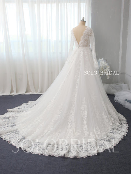 Ivory A line lace wedding dress 724A2536