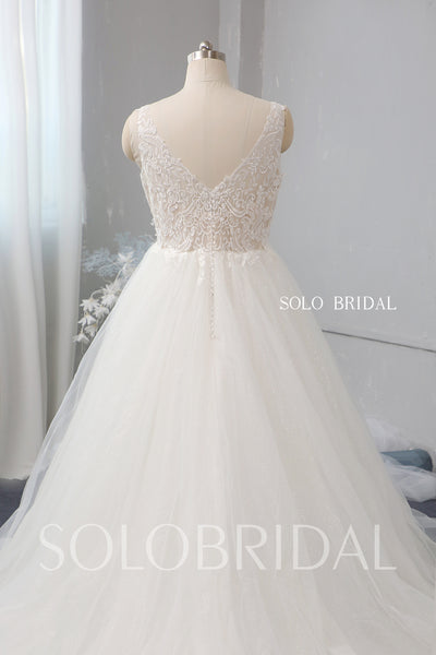 Ivory A line shiny wedding dress 724A2595