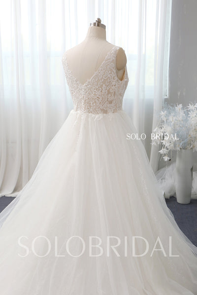 Ivory A line shiny wedding dress 724A2595