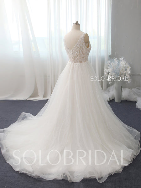 Ivory A line shiny wedding dress 724A2595