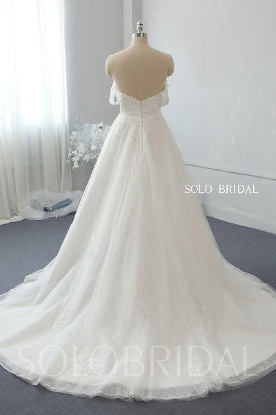Ivory sweetheart off shoulder lace tulle A line wedding dress 724A2762