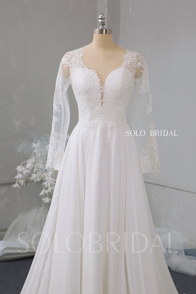 Ivory A line chiffon wedding dress 724A2812