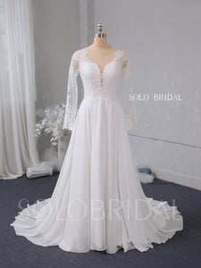 Ivory A line chiffon wedding dress 724A2812