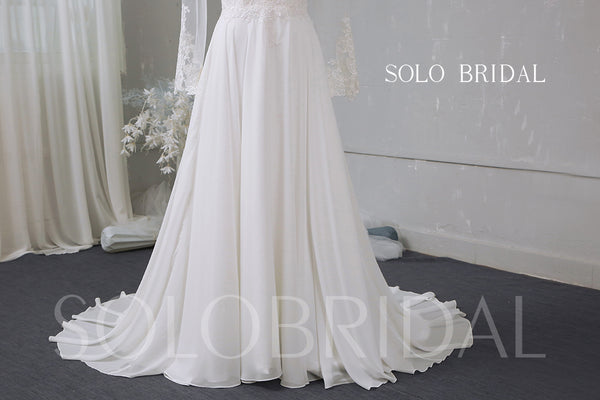 Ivory A line chiffon wedding dress 724A2812