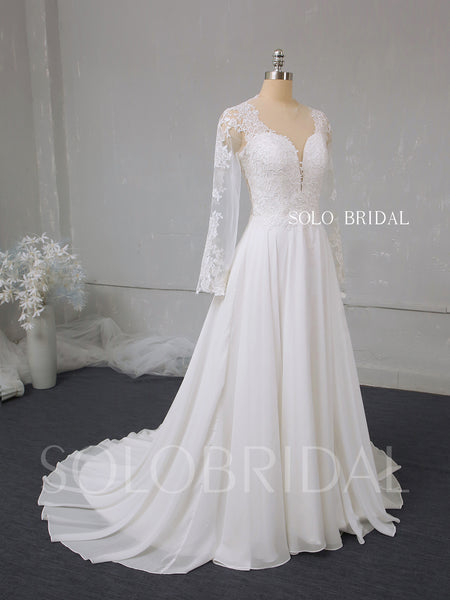 Ivory A line chiffon wedding dress 724A2812