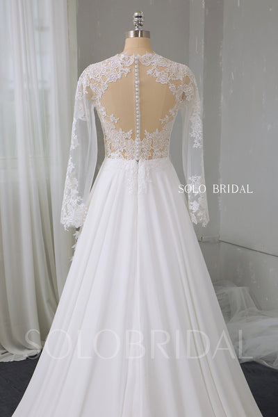 Ivory A line chiffon wedding dress 724A2812