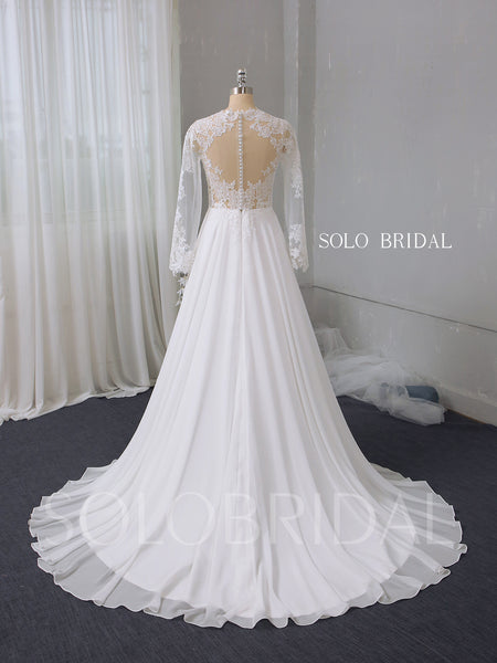 Ivory A line chiffon wedding dress 724A2812