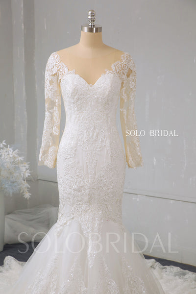 Ivory lace mermaid shiny wedding dress 724A2848