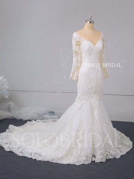 Ivory lace mermaid shiny wedding dress 724A2848