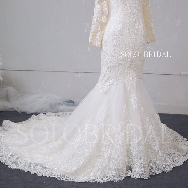 Ivory lace mermaid shiny wedding dress 724A2848
