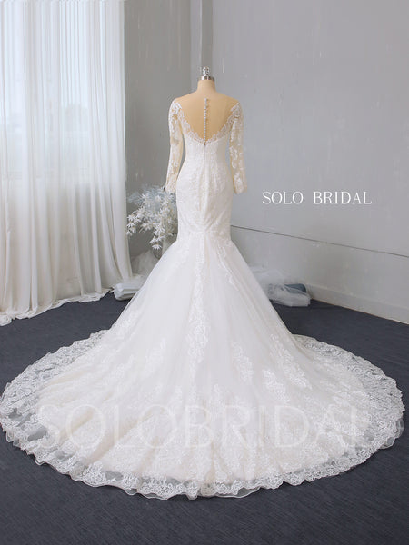Ivory lace mermaid shiny wedding dress 724A2848