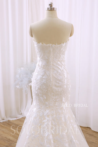 Ivory Sweetheart Strapless Mermaid Cathedral Train Wedding Dress 724A3690