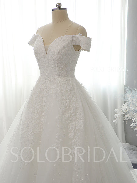 Ivory Sparkling Ball Gown Open V Neck Luxury Wedding Gowns 724A7128a