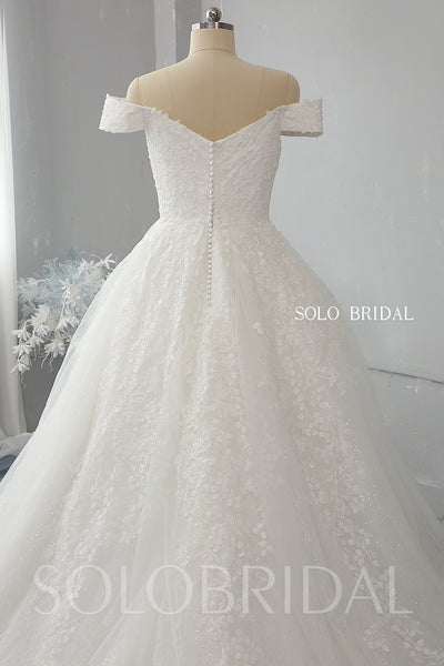 Ivory Sparkling Ball Gown Open V Neck Luxury Wedding Gowns 724A7128a