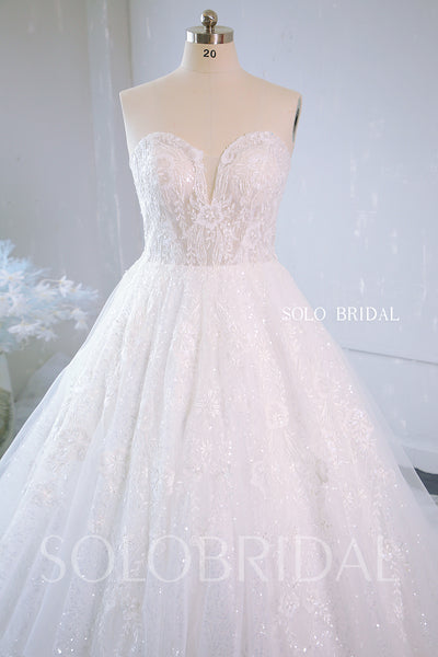 White sexy sparkle ball gown corset chapel train wedding dress 724A8522