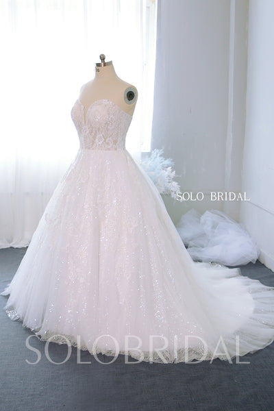 White sexy sparkle ball gown corset chapel train wedding dress 724A8522