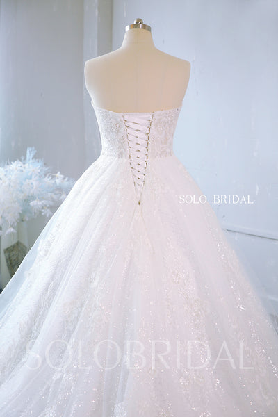 White sexy sparkle ball gown corset chapel train wedding dress 724A8522