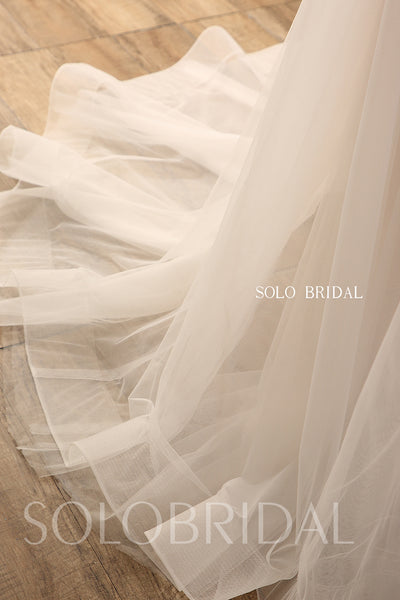 Blush A line leaf lace tulle light floaty wedding dress 724A9002a