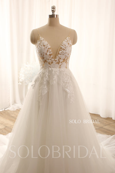 Summer A line sexy light shiny tulle wedding dress 724A9167a