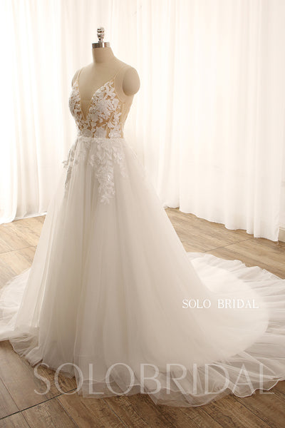 Summer A line sexy light shiny tulle wedding dress 724A9167a