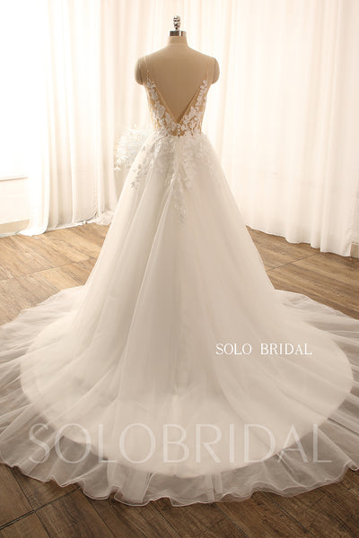 Summer A line sexy light shiny tulle wedding dress 724A9167a