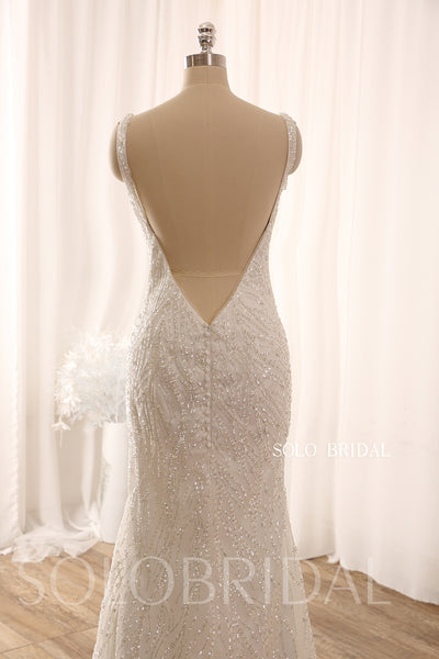Ivory Sparkling Square Neck Sheath Wedding Dress 724A9227