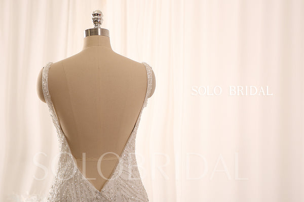 Ivory Sparkling Square Neck Sheath Wedding Dress 724A9227